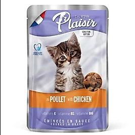 Plaisir Pouch Kitten Soslu Tavuk Eti Parçalı Yavru Kedi Yaş Maması 100 Gr