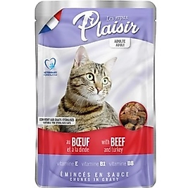 Plaisir Beef and Turkey Pouch Adult Cat Sığır Etli ve Hindi Etli Yaş Yetişkin Kedi Mamas
