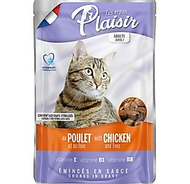 Plaisir Chicken and Liver Pouch Adult Cat Tavuk Etli ve Ciğerli Yaş Yetişkin Kedi Maması