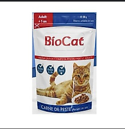 Biocat Balıklı Yetişkin Kedi Yaş Maması 100 Gr