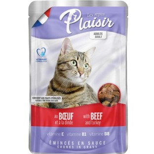 Plaisir Beef and Turkey Pouch Adult Cat Sığır Etli ve Hindi Etli Yaş Yetişkin Kedi Mamas
