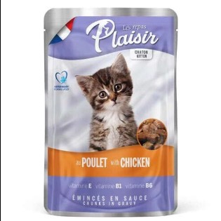 Plaisir Pouch Kitten Soslu Tavuk Eti Parçalı Yavru Kedi Yaş Maması 100 Gr