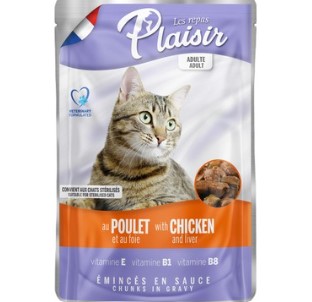 Plaisir Chicken and Liver Pouch Adult Cat Tavuk Etli ve Ciğerli Yaş Yetişkin Kedi Maması