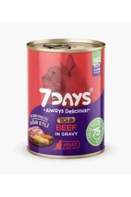 SEVEN 7 DAYS 7 Days Sığır Etli Yetişkin Kedi Konserve 6x415 Gr