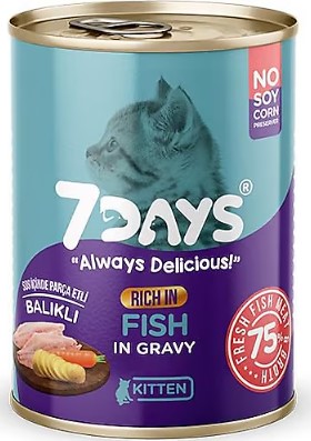 7 Days Kitten Balık Etli 6x415 gr Yavru Kedi Maması