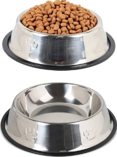 Metal Kedi ve Köpek Mama Ve Su Kabı Paslanmaz Çelik Kaymaz Tabanlı